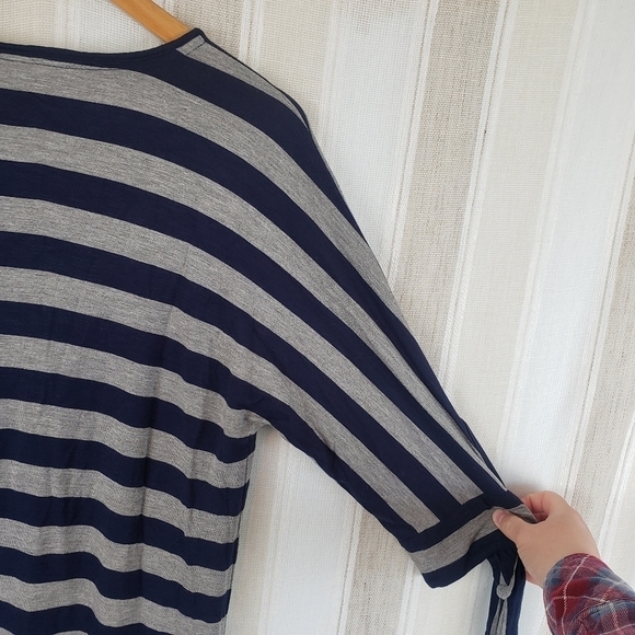 Soft Surroundings Striped Jersey Knit Tunic Dress Blue Gray Size Petite Medium - Picture 5 of 8